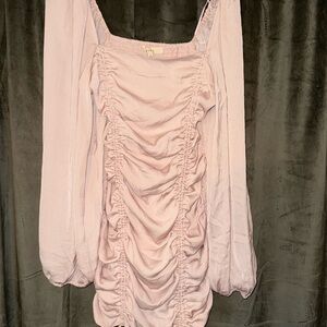 Windsor Light Pink Ruched Long Sleeve Dress